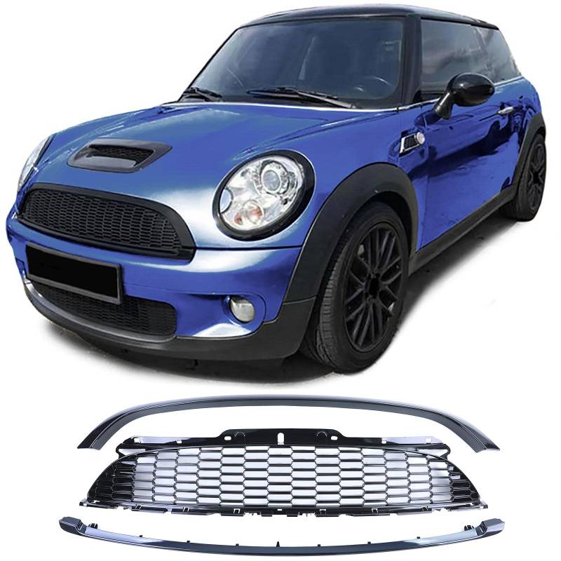 Kühlergrill Set 3-teilig Schwarz Glanz für Mini One Cooper JCW R56 R57 R58 R59 von Tenzo-R