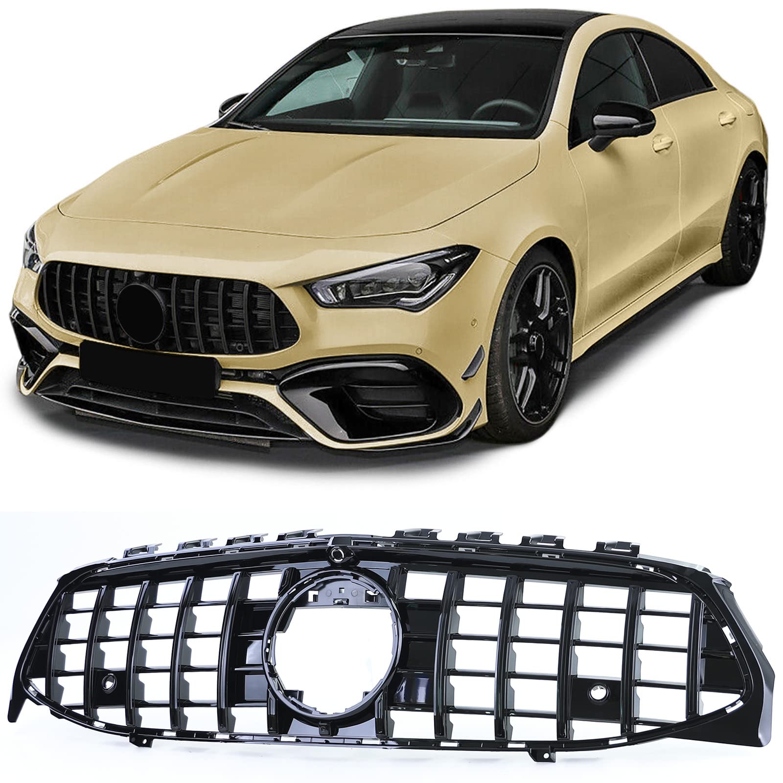 Kühlergrill Sport Optik Schwarz Glanz passend für Mercedes CLA C118 ab 19 von Tenzo-R