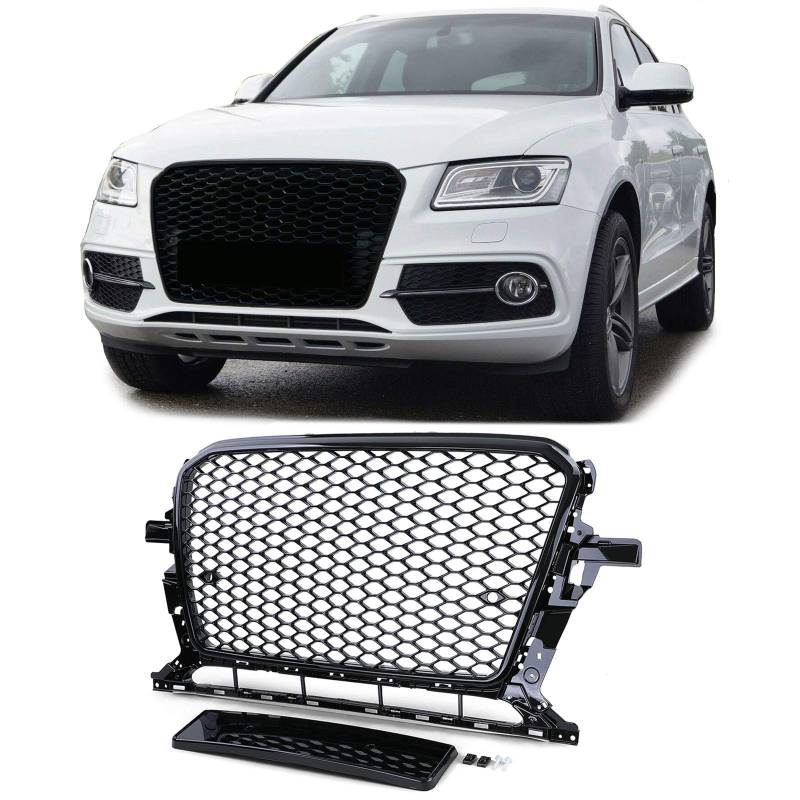 Waben Kühlergrill Sport Optik ohne Emblem Schwarz Glanz für Audi Q5 8R 12-16 von Tenzo-R