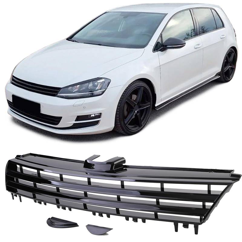 Kühlergrill ohne Emblem Schwarz Glanz passend für VW Golf 7 12-17 von Tenzo-R