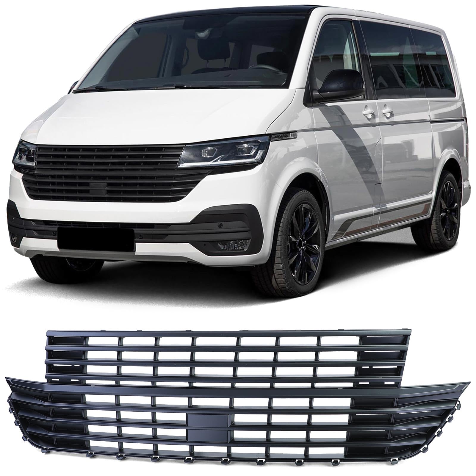 Kühlergrill ohne Emblem Schwarz Matt für VW T6.1 Bus Multivan Facelift ab 19 von Tenzo-R