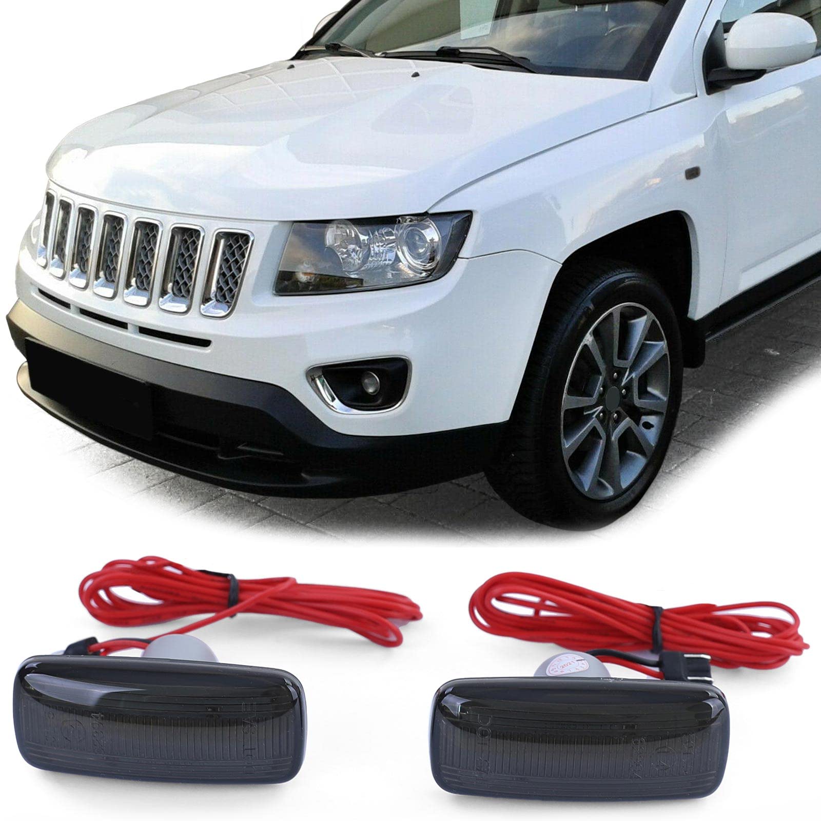 LED Lightbar Seitenblinker Schwarz für Jeep Patriot Compass 07-17 Commander von Tenzo-R