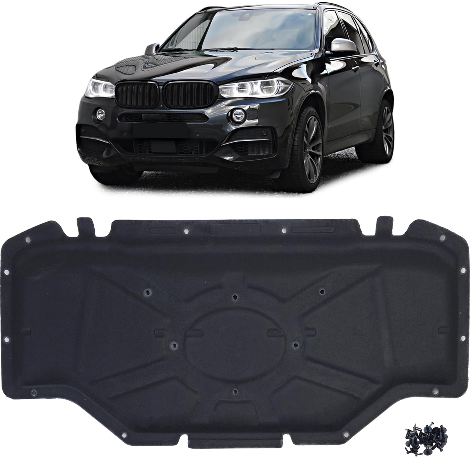 Motorhaubendämmung Dämmmatte mit Clips passt für BMW X5 F15 X6 F16 von Tenzo-R