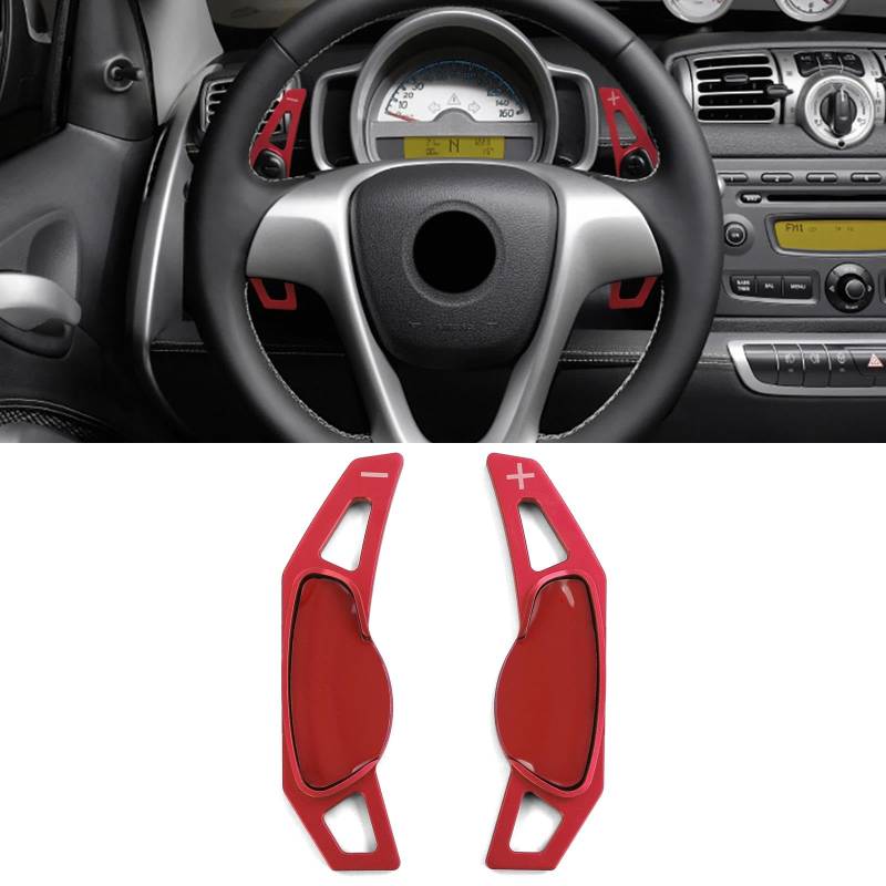 Schaltwippen Verlängerung Alu Rot für Smart ForTwo 451 Coupe Cabrio 09-19 von Tenzo-R