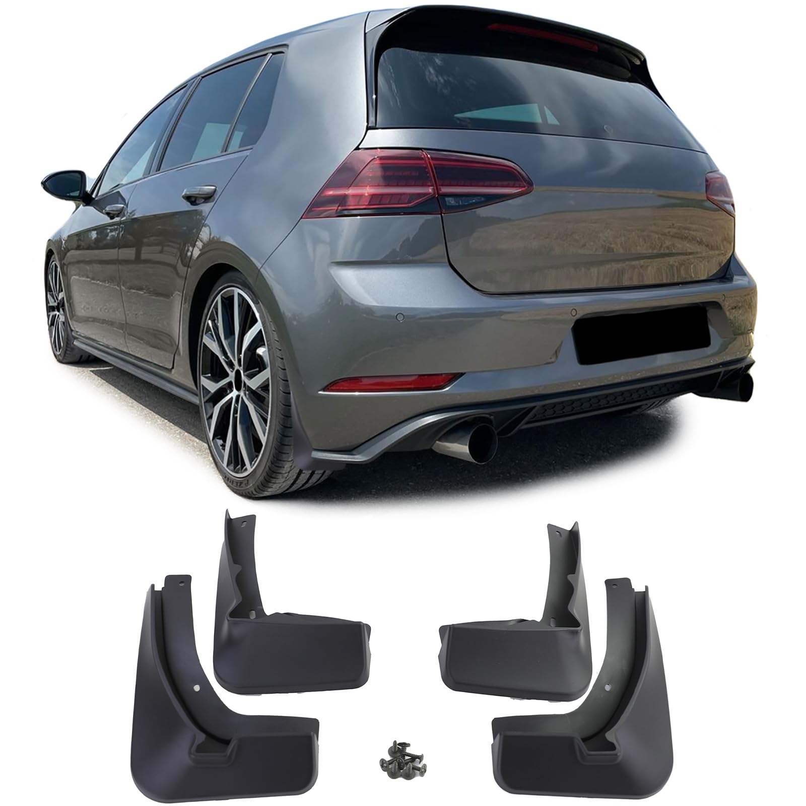 Schmutzfänger Set vorne und hinten Schwarz für VW Golf 7 GTI GTD13-17 von Tenzo-R