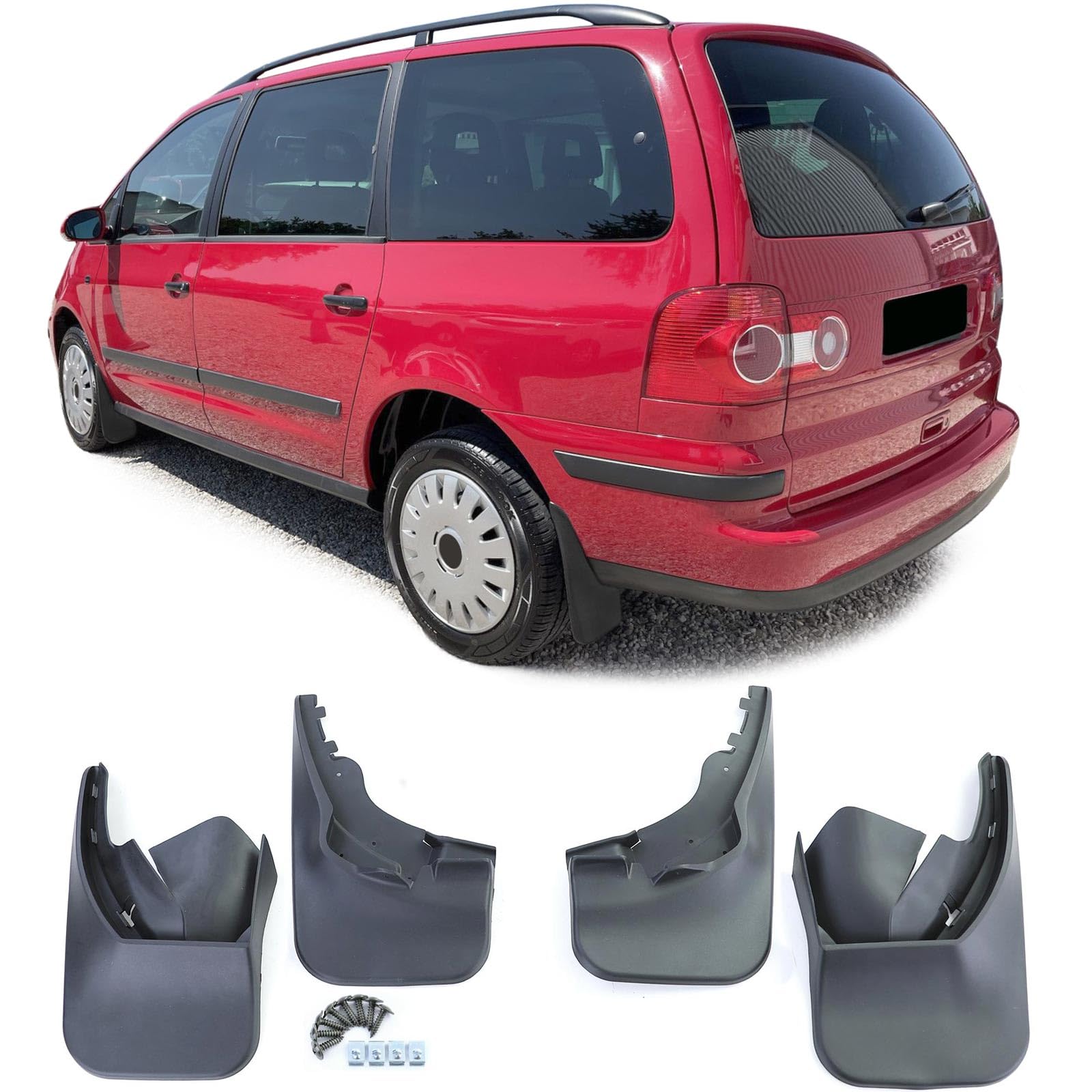 Schmutzfänger Set vorne und hinten Schwarz für VW Sharan 7M 04-10 von Tenzo-R