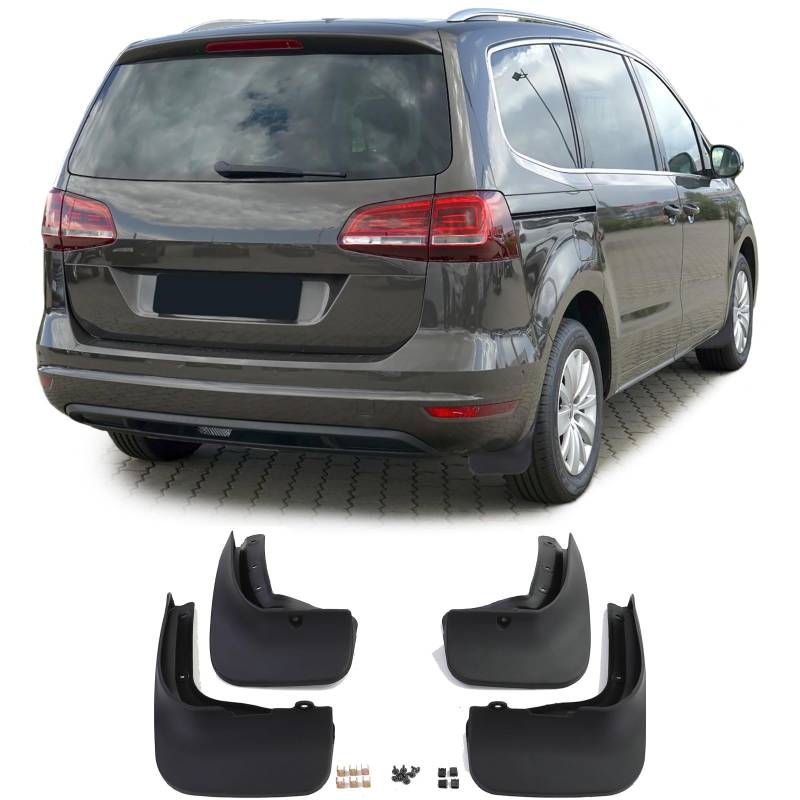 Schmutzfänger Set vorne und hinten Schwarz für VW Sharan 7N 10-22 von Tenzo-R