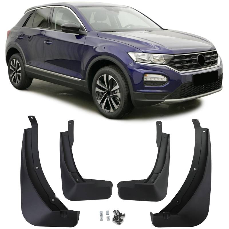 Schmutzfänger Set vorne und hinten Schwarz für VW T-Roc ab 2017 von Tenzo-R