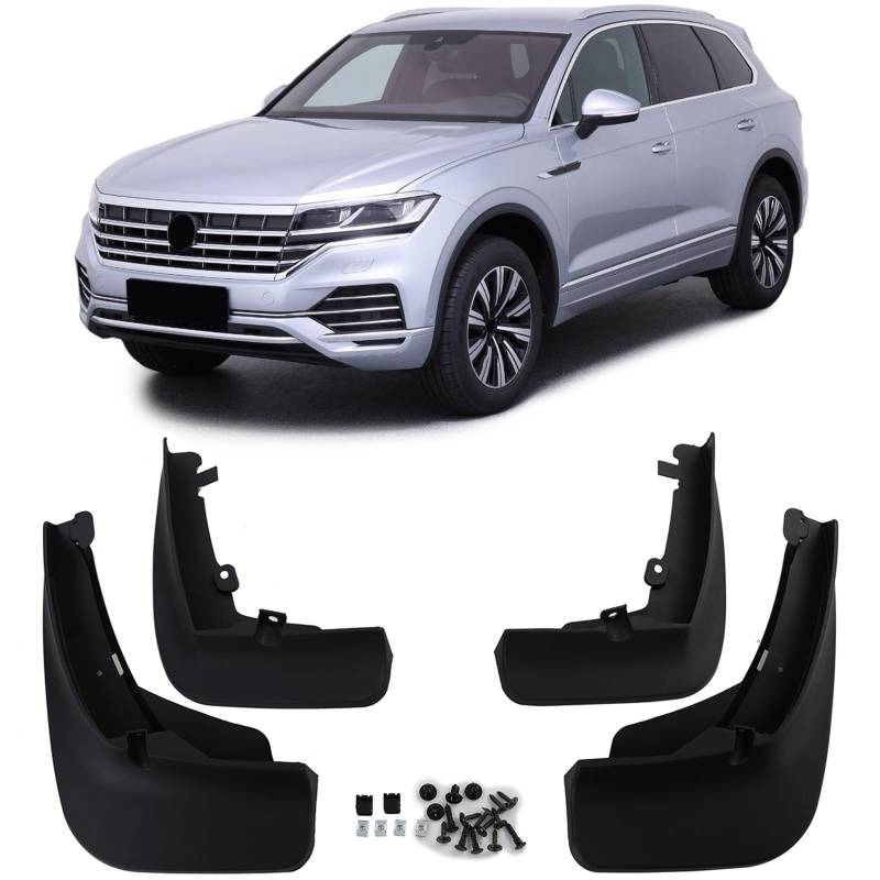 Schmutzfänger Set vorne und hinten Schwarz für VW Touareg CR ab 18 ohne R-Line von Tenzo-R