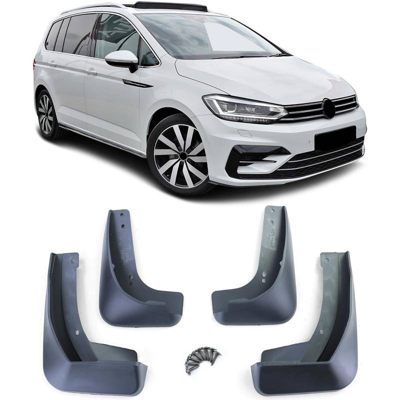 Schmutzfänger Set vorne und hinten Schwarz für VW Touran 2 5T Vorfacelift 15-21 von Tenzo-R