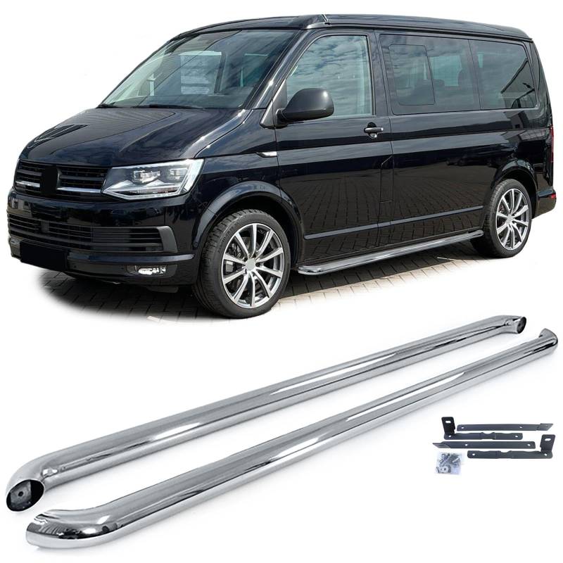 Seitenrohre Schwellerschutz Edelstahl poliert für VW T5 T6 T6.1 kurzer Radstand von Tenzo-R