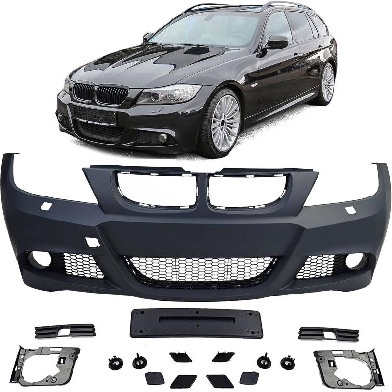 Sport Front Stoßstange Facelift Look + Gitter passend für 3er BMW E90 E91 05-08 von Tenzo-R