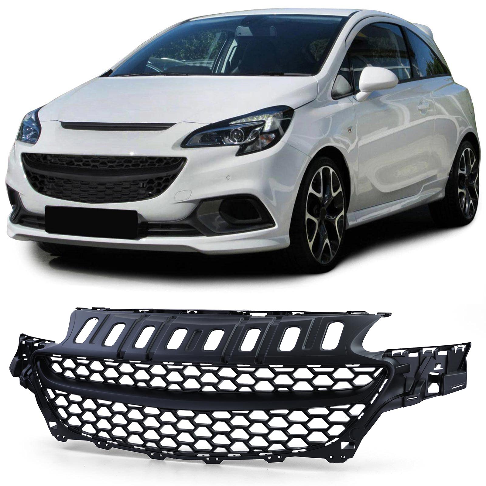 Sport Grill Kühlergrill ohne Emblem Schwarz für Opel Corsa E ab 14 von Tenzo-R