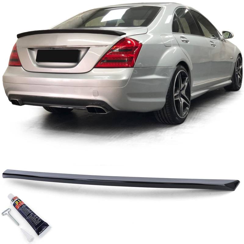 Sport Heckspoiler Lippe Schwarz Glanz mit ABE für Mercedes S Klasse W221 05-09 von Tenzo-R