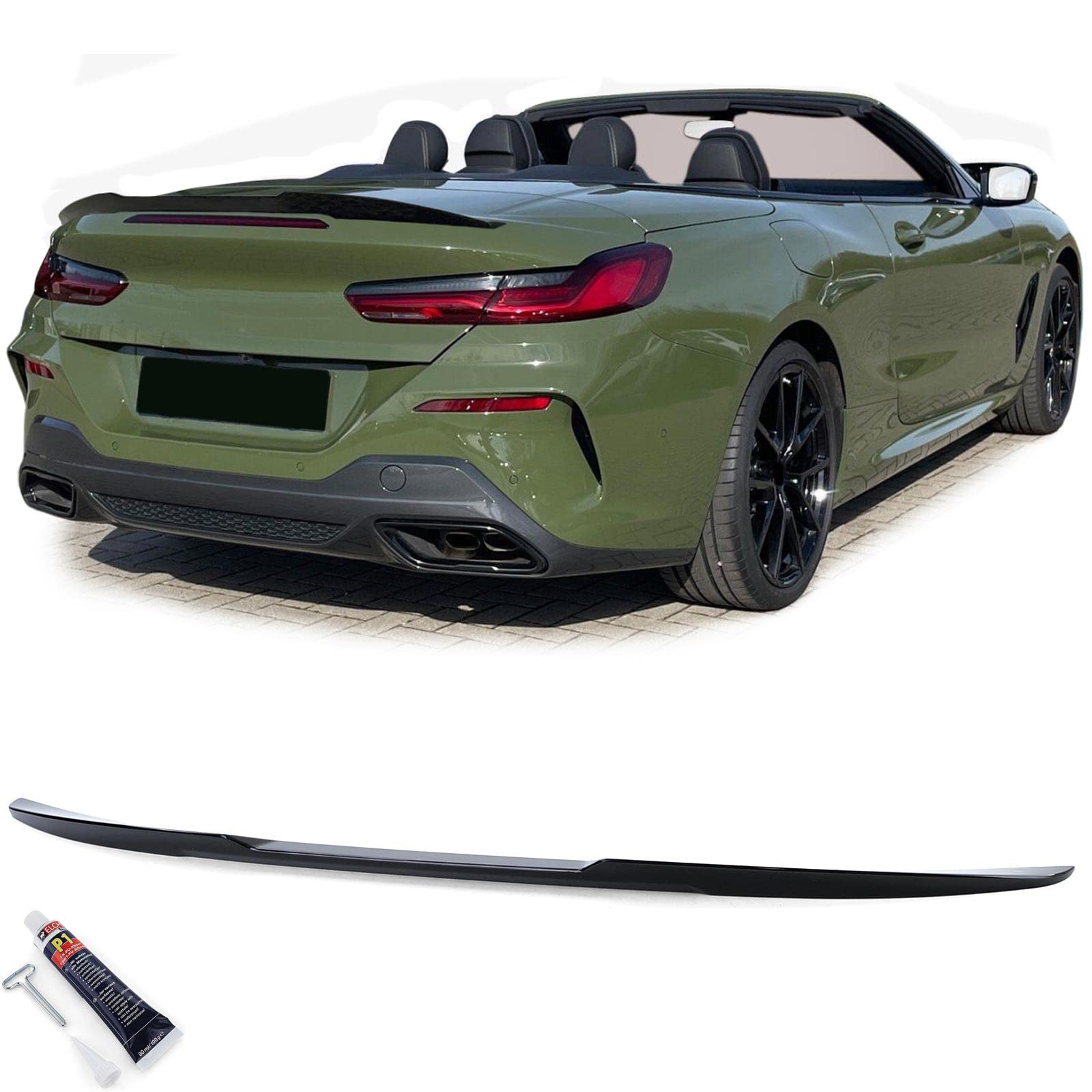 Sport Heckspoiler Lippe Schwarz Glanz passend für BMW 8er G14 F91 Cabrio ab 18 von Tenzo-R