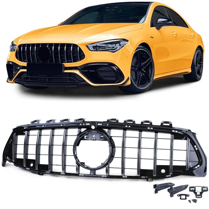 Sport Kühlergrill Chrom Schwarz Glanz passend für Mercedes CLA C118 X118 ab 19 von Tenzo-R