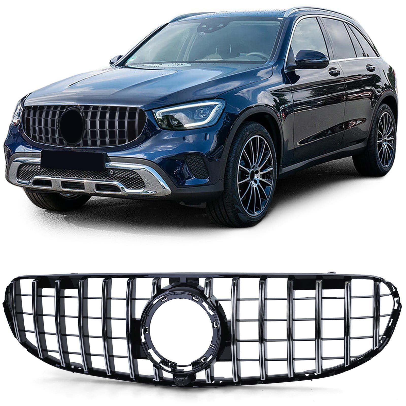 Sport Kühlergrill Chrom Schwarz für Mercedes GLC X253 Coupe C253 19-22 von Tenzo-R