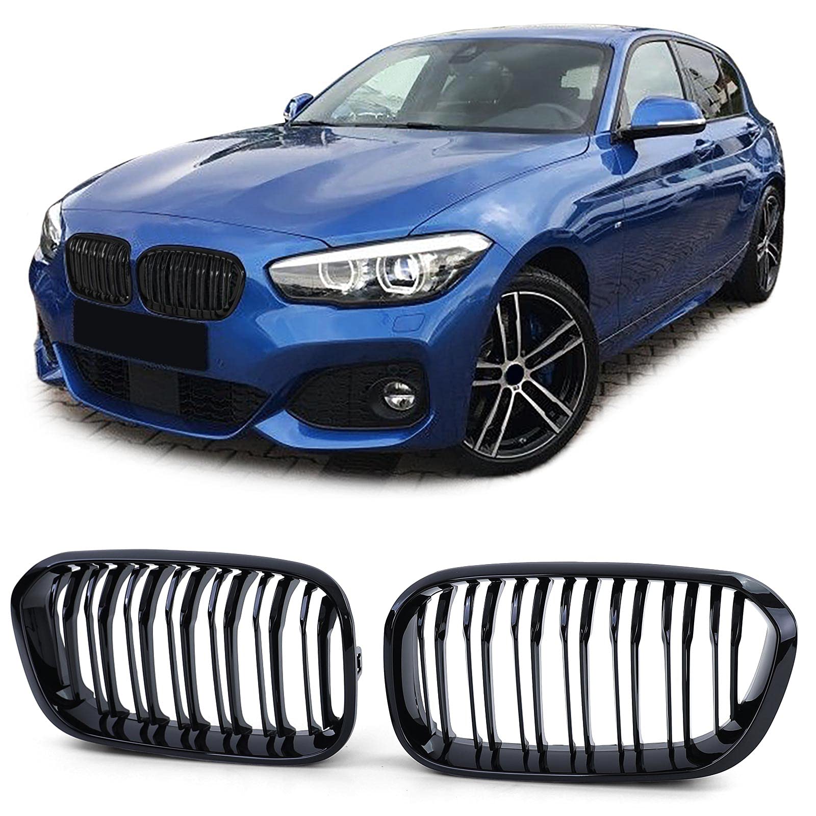 Sport Kühlergrill Doppelsteg Performance Glanz passend für BMW 1er F20 F21 15-19 von Tenzo-R