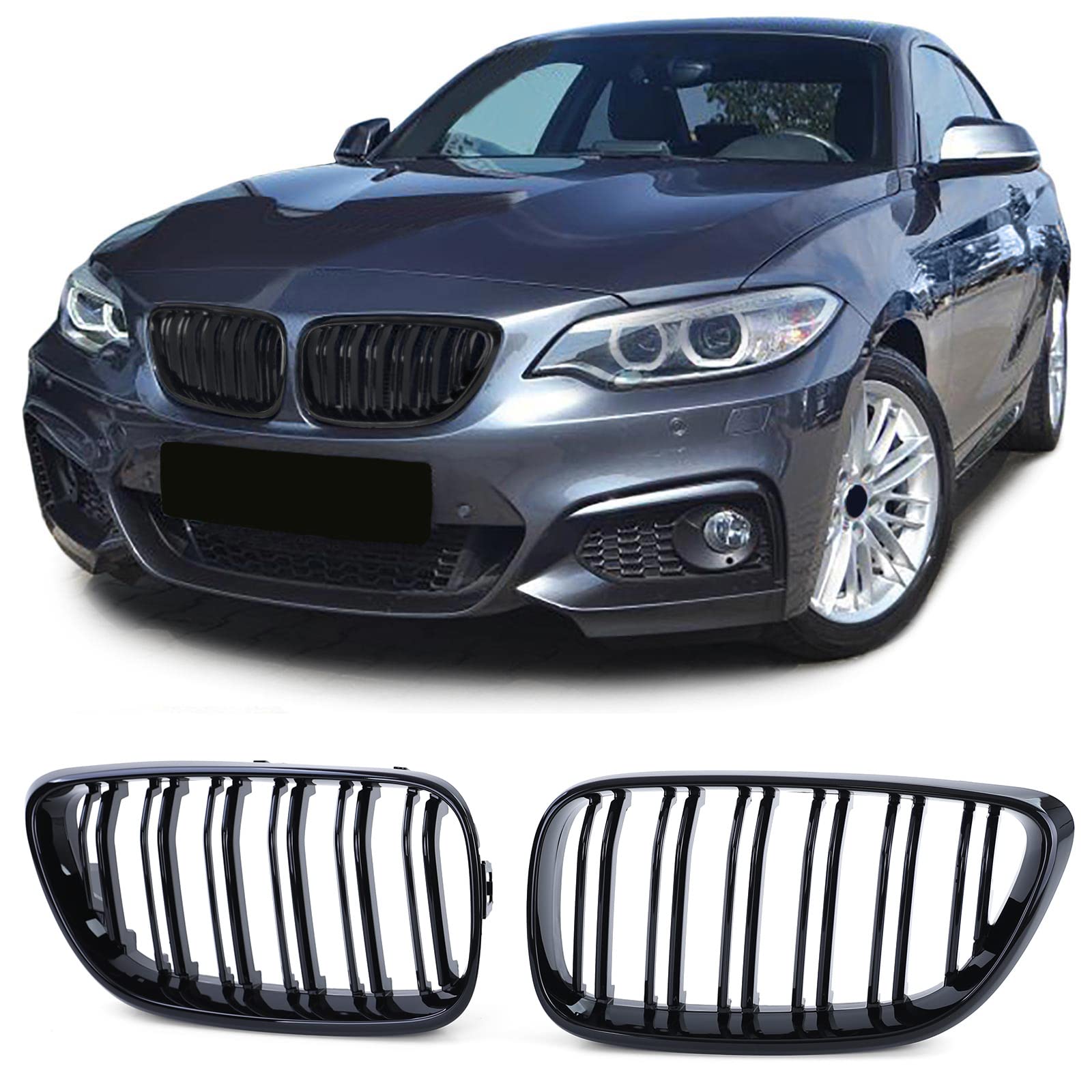 Sport Kühlergrill Doppelsteg Performance Glanz passend für BMW 2er F22 F23 14-16 von Tenzo-R