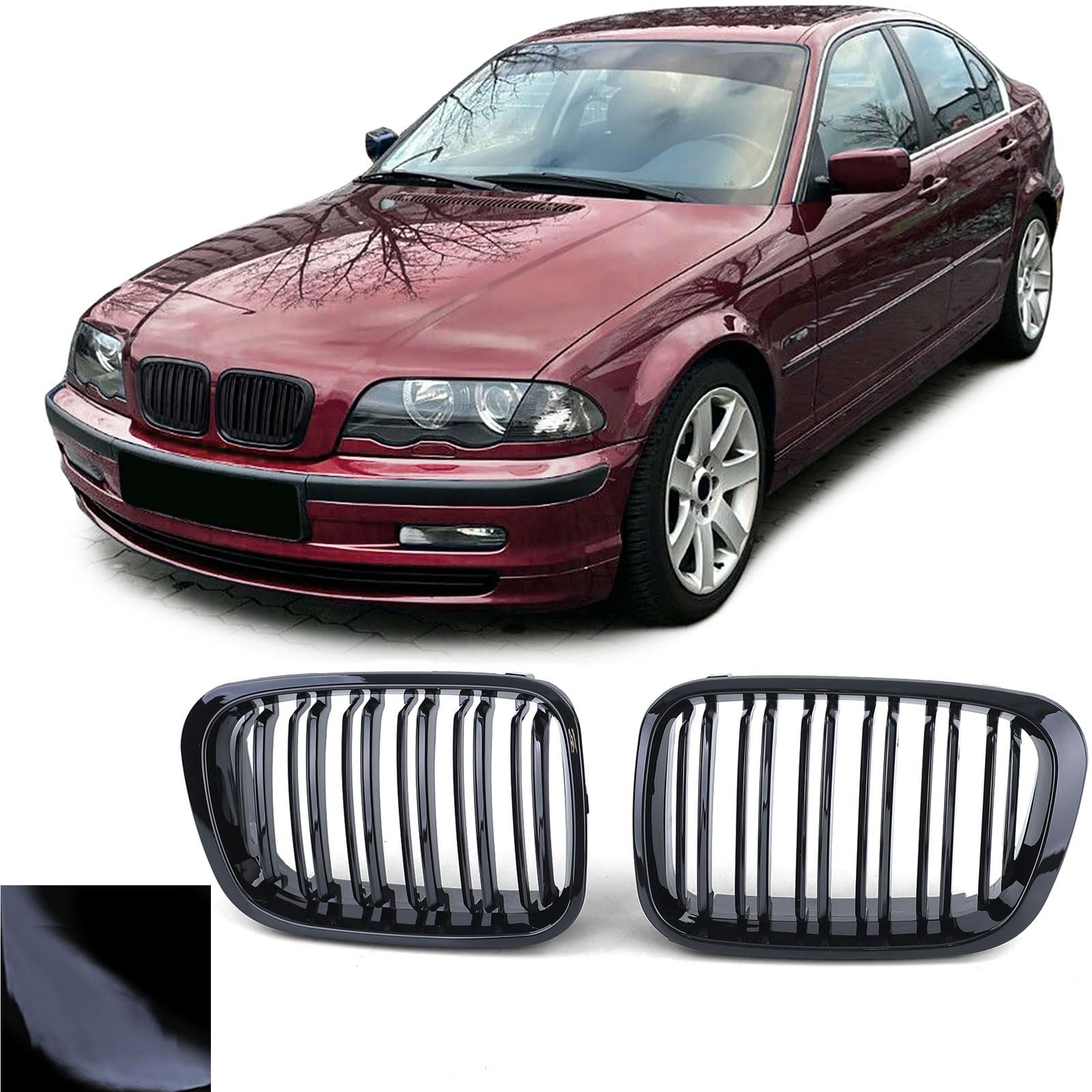 Doppelsteg Kühlergrill Performance Glanz für 3er BMW E46 Limousine Touring 98-01 von Tenzo-R