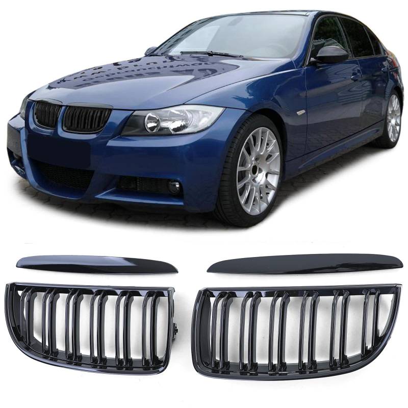 Sport Kühlergrill Doppelsteg Performance Glanz passend für BMW 3er E90 E91 05-08 von Tenzo-R