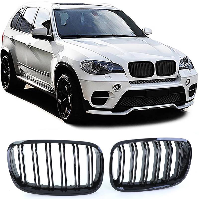 Sport Kühlergrill Doppelsteg Performance Glanz passend für BMW X5 E70 X6 E71 von Tenzo-R