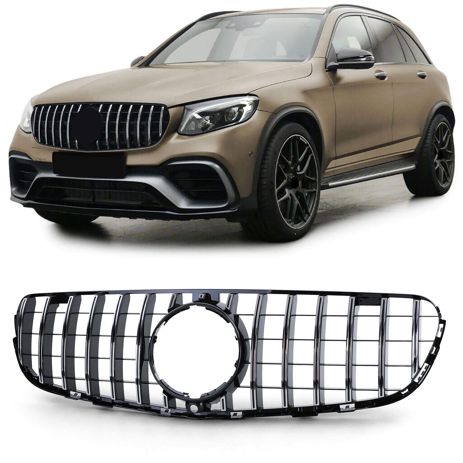 Sport Kühlergrill Schwarz Glanz Chrom für Mercedes GLC X253 Coupe C253 15-19 von Tenzo-R