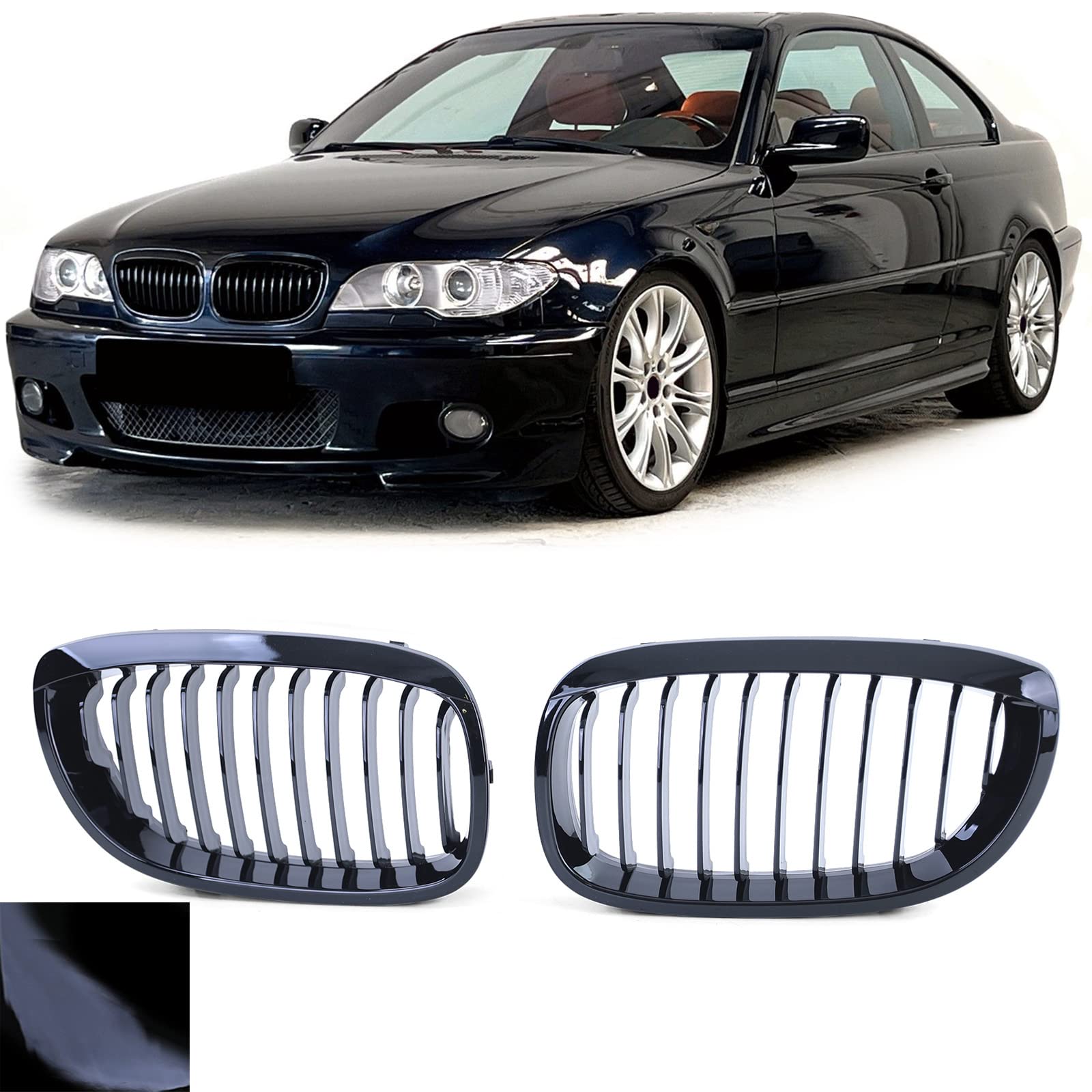 Sport Kühlergrill Performance Glanz passend für BMW 3er E46 Coupe Cabrio 03-07 von Tenzo-R