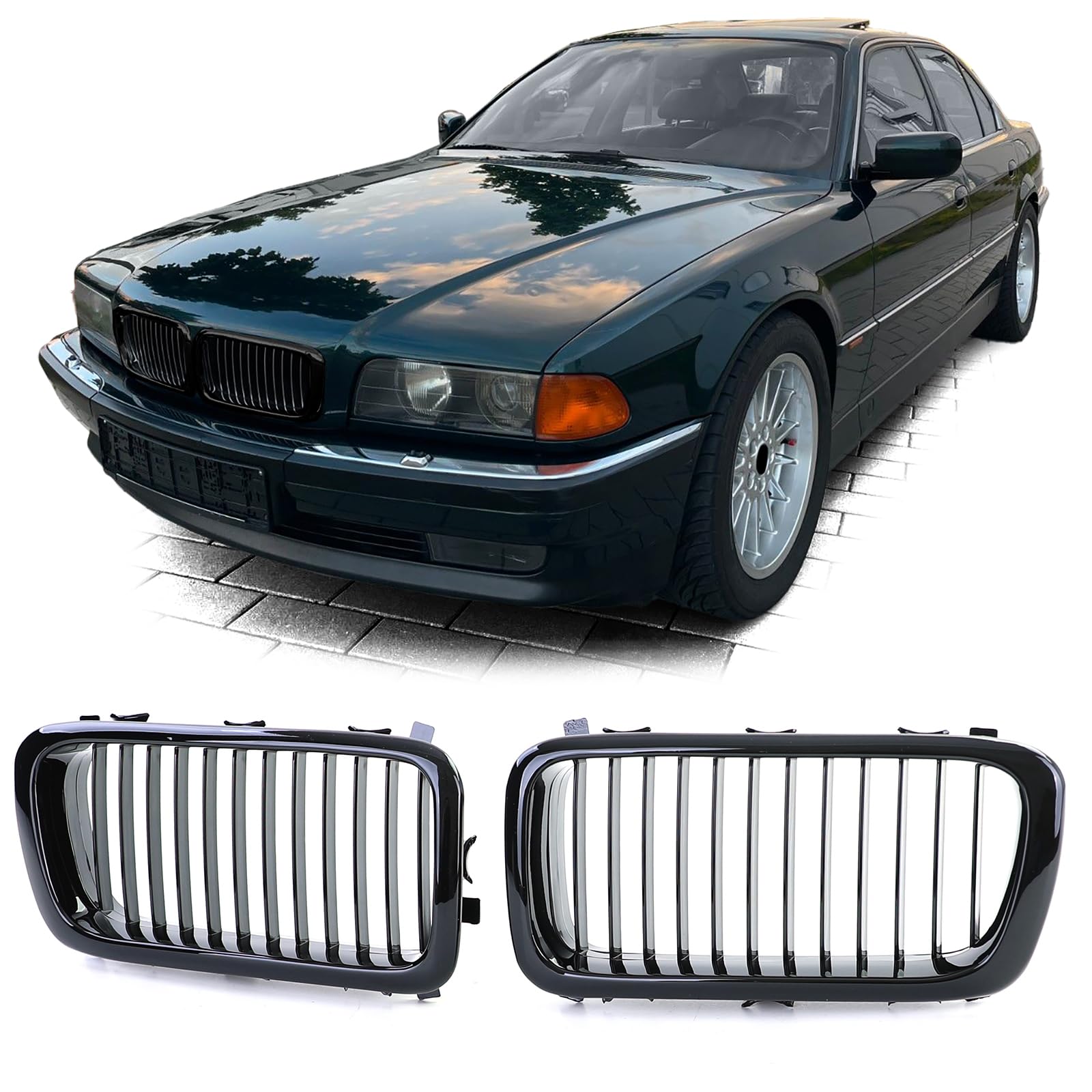 Sport Kühlergrill Performance Schwarz Glanz passend für 7er BMW E38 94-01 von Tenzo-R