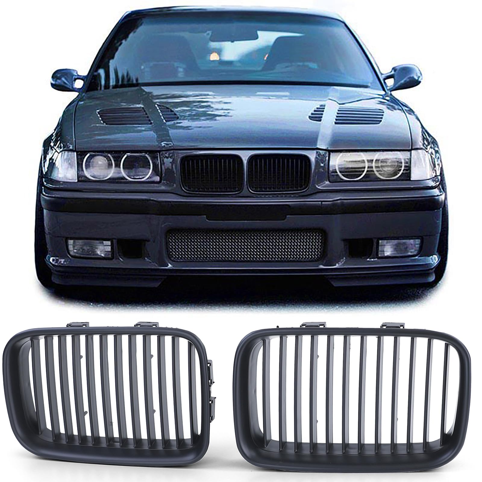 Sport Kühlergrill Performance Schwarz Matt passend für 3er BMW E36 90-96 von Tenzo-R