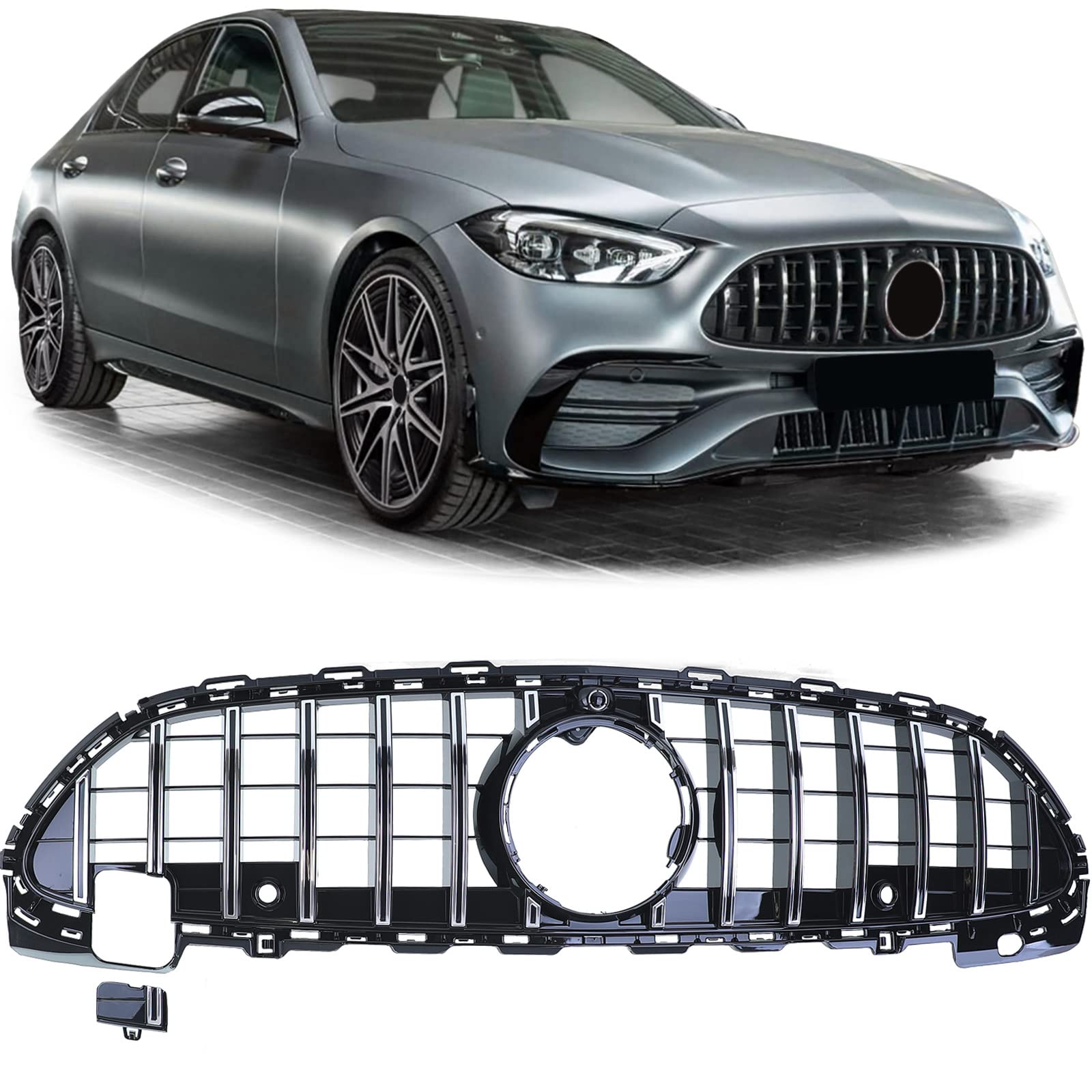 Sport Kühlergrill Schwarz Chrom für Mercedes C Klasse W206 S206 ab 21 von Tenzo-R