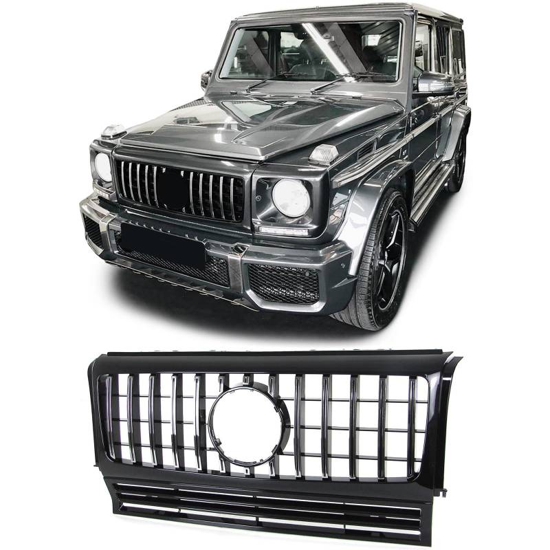 Sport Kühlergrill Schwarz Glanz Chrom für Mercedes G Klasse W463 90-18 von Tenzo-R