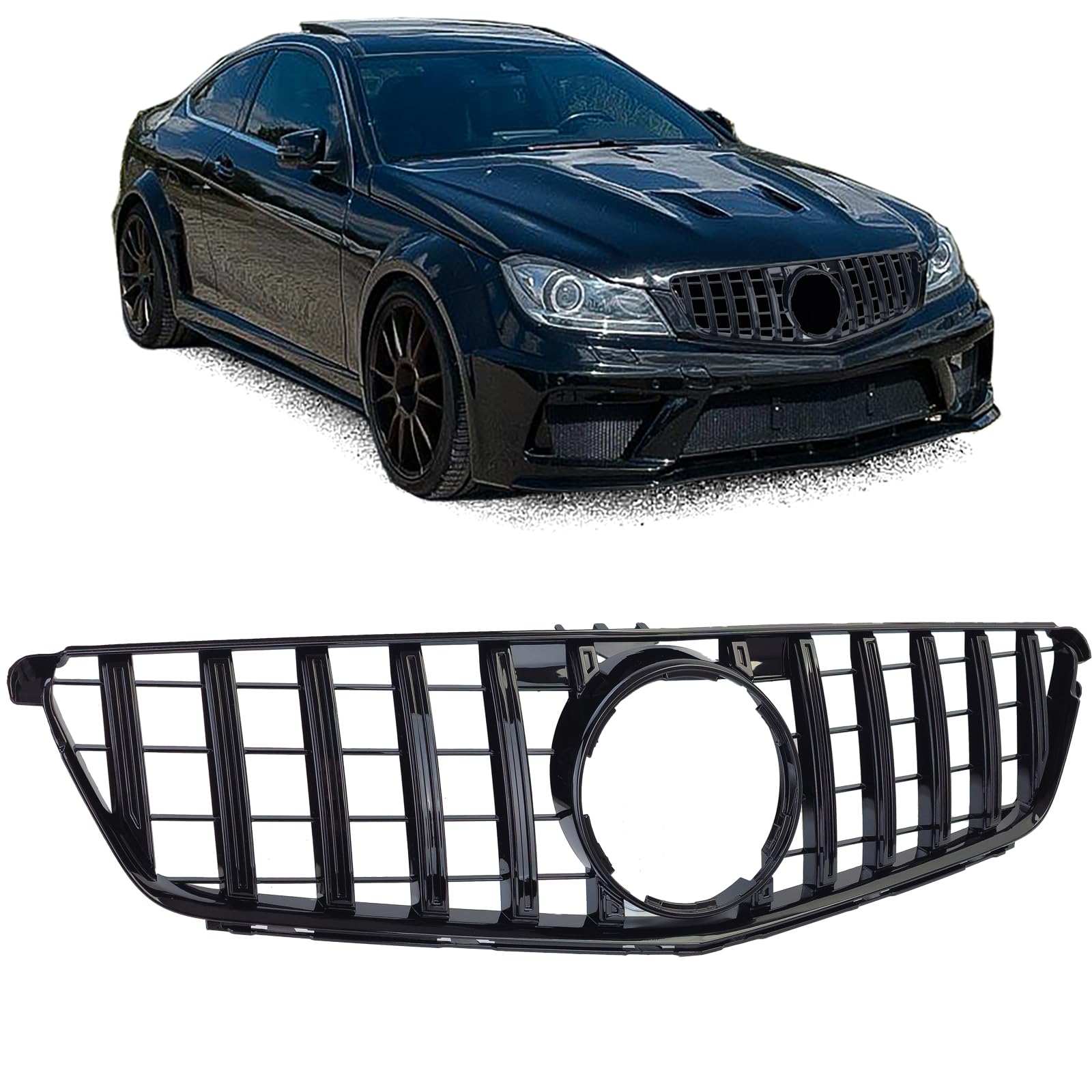 Sport Kühlergrill Schwarz Glanz für Mercedes C Klasse W204 S204 C204 von Tenzo-R