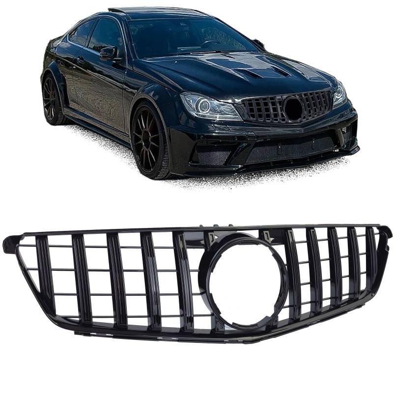 Sport Kühlergrill Schwarz Glanz für Mercedes C Klasse W204 S204 C204 von Tenzo-R