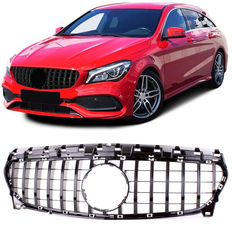 Sport Kühlergrill Schwarz Glanz für Mercedes CLA X117 Shooting Brake 15-19 von Tenzo-R