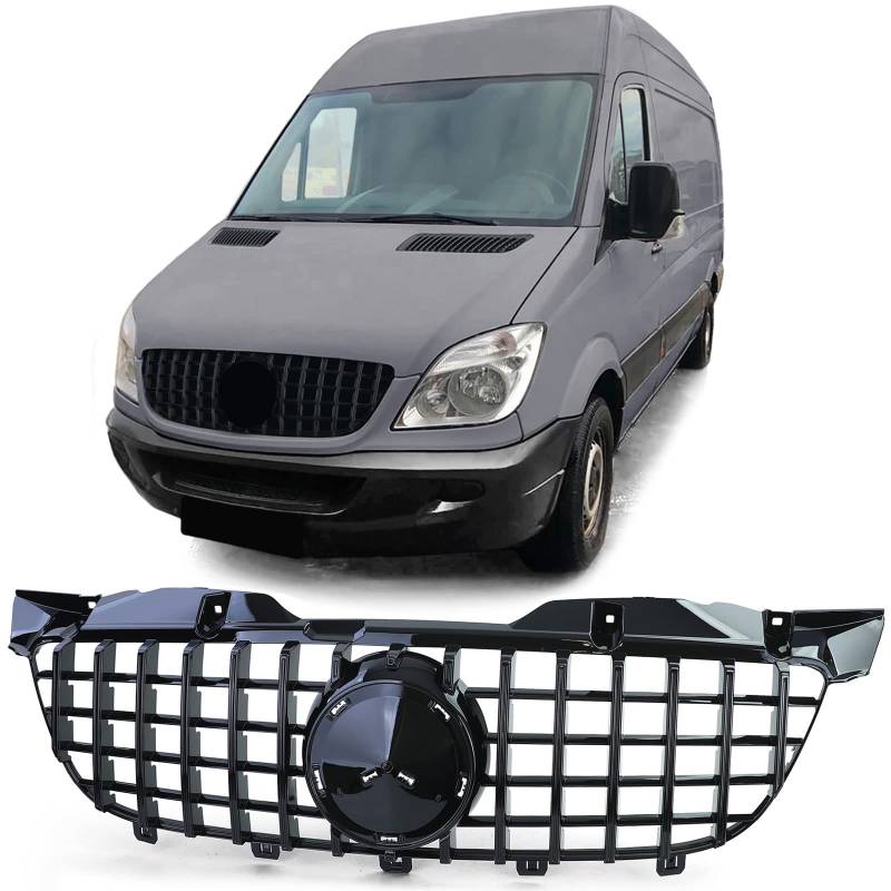 Sport Kühlergrill Schwarz Glanz für Mercedes Sprinter W906 Vorfacelift 06-13 von Tenzo-R