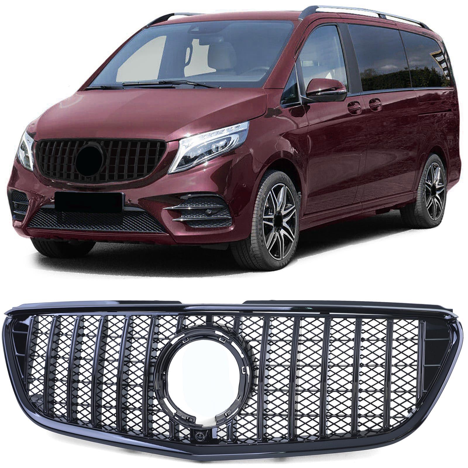 Sport Kühlergrill Schwarz Glanz für Mercedes V Klasse Vito W447 W448 ab 19 von Tenzo-R