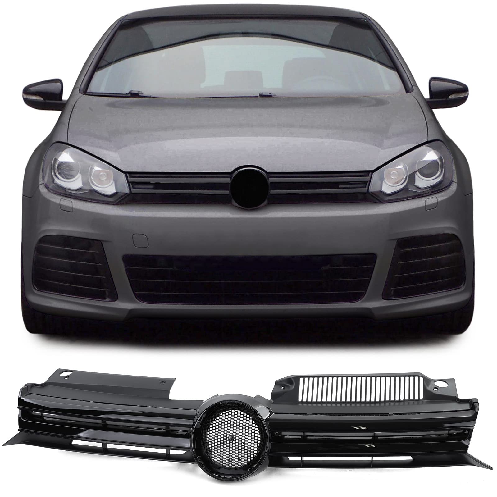 Sport Kühlergrill Schwarz Glanz für VW Golf 6 Limo Variant Cabrio 08-13 von Tenzo-R