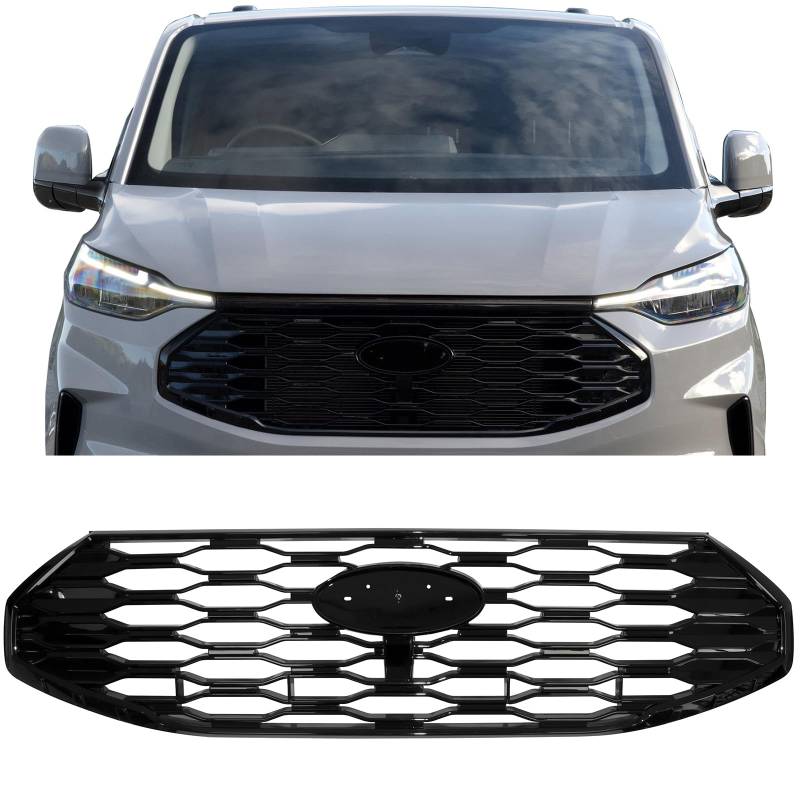 Sport Kühlergrill Schwarz Glanz passt für Ford Tourneo Transit Custom ab 2023 von Tenzo-R