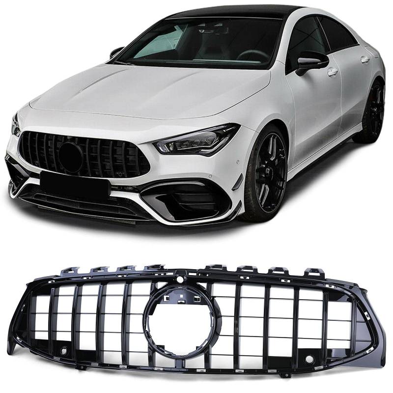 Sport Kühlergrill Schwarz Glanz passt für Mercedes CLA C118 X118 ab 19 von Tenzo-R