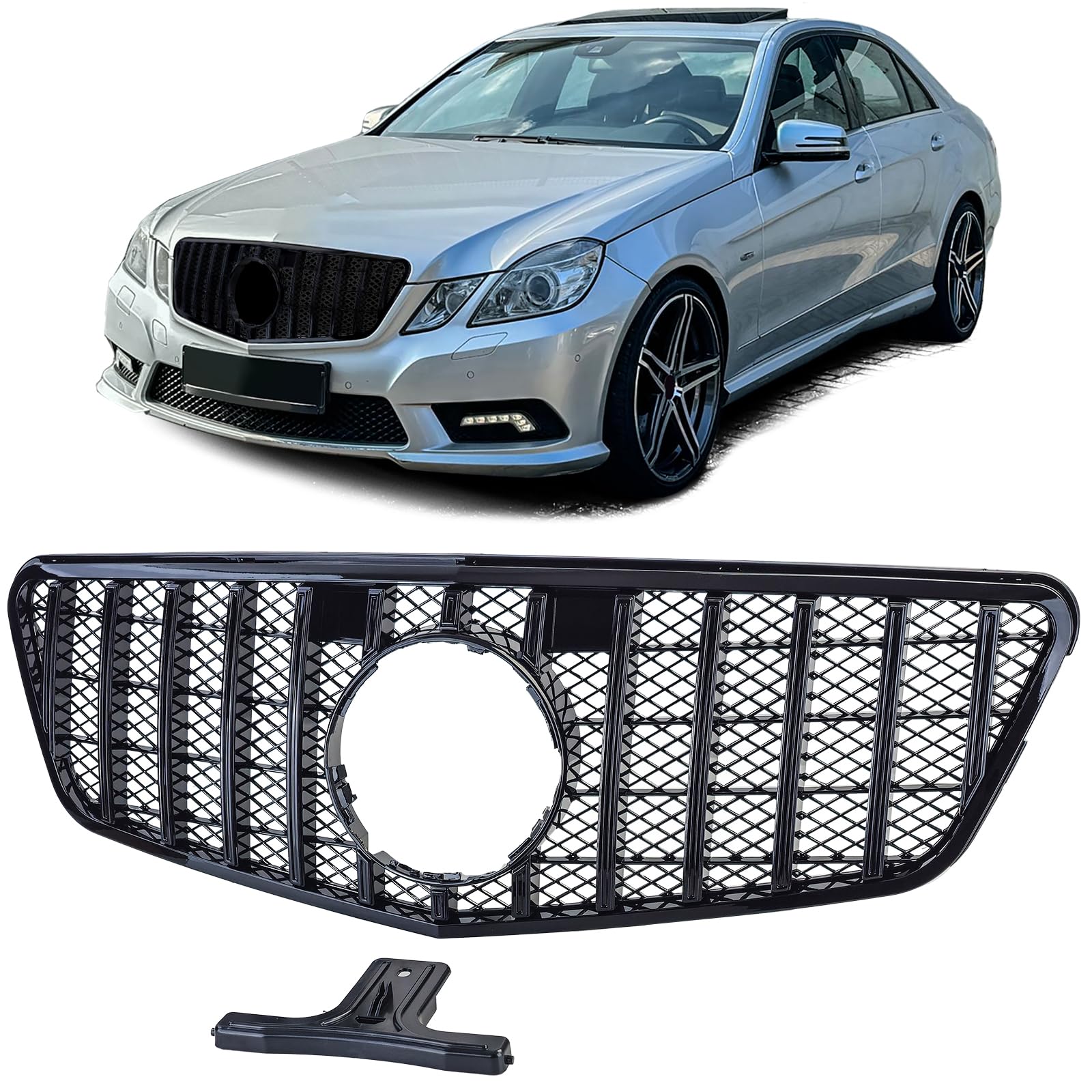 Sport Kühlergrill Schwarz Glanz passt für Mercedes E W212 S212 Vorfacelift 09-13 von Tenzo-R