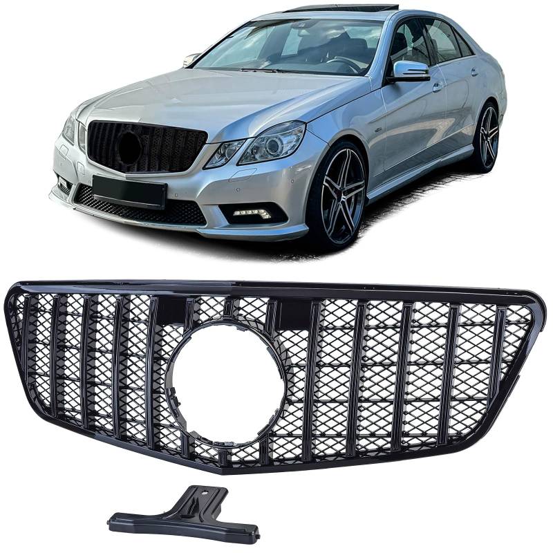 Sport Kühlergrill Schwarz Glanz passt für Mercedes E W212 S212 Vorfacelift 09-13 von Tenzo-R