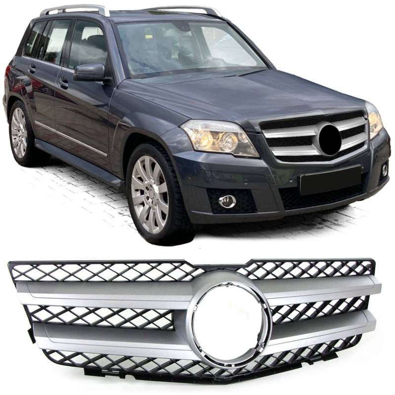 Sport Kühlergrill Schwarz Silber passend für Mercedes GLK X204 Vorfacelift 08-12 von Tenzo-R