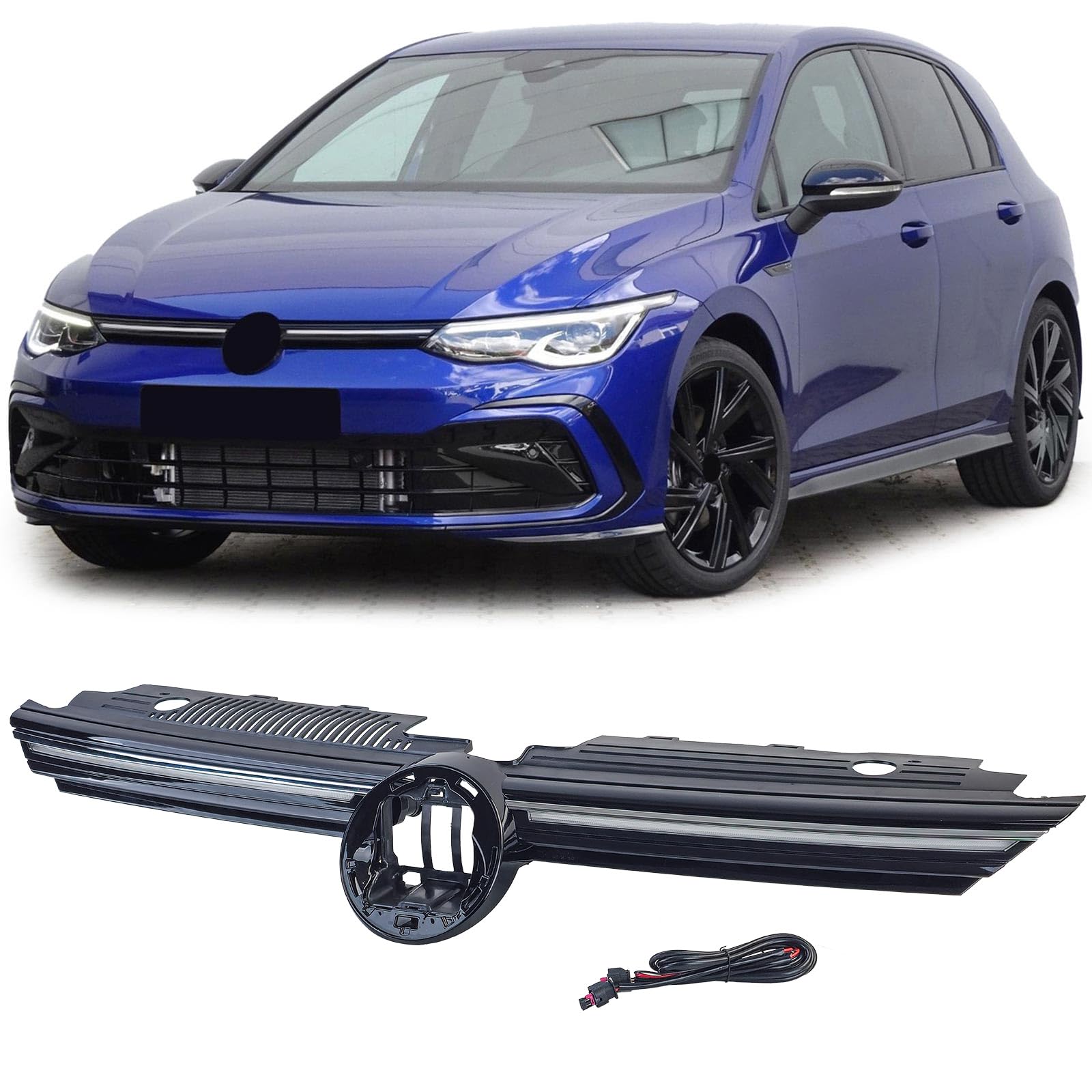 Sport Kühlergrill mit Chromleiste beleuchtet für VW Golf 8 ab 2019 von Tenzo-R