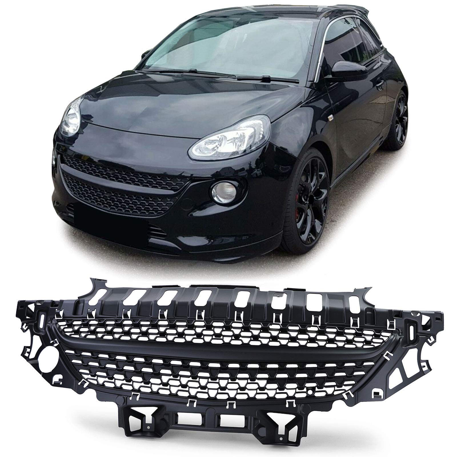 Sport Kühlergrill ohne Emblem Black Edition Schwarz kompatibel mit Opel Adam 12-19 von Tenzo-R