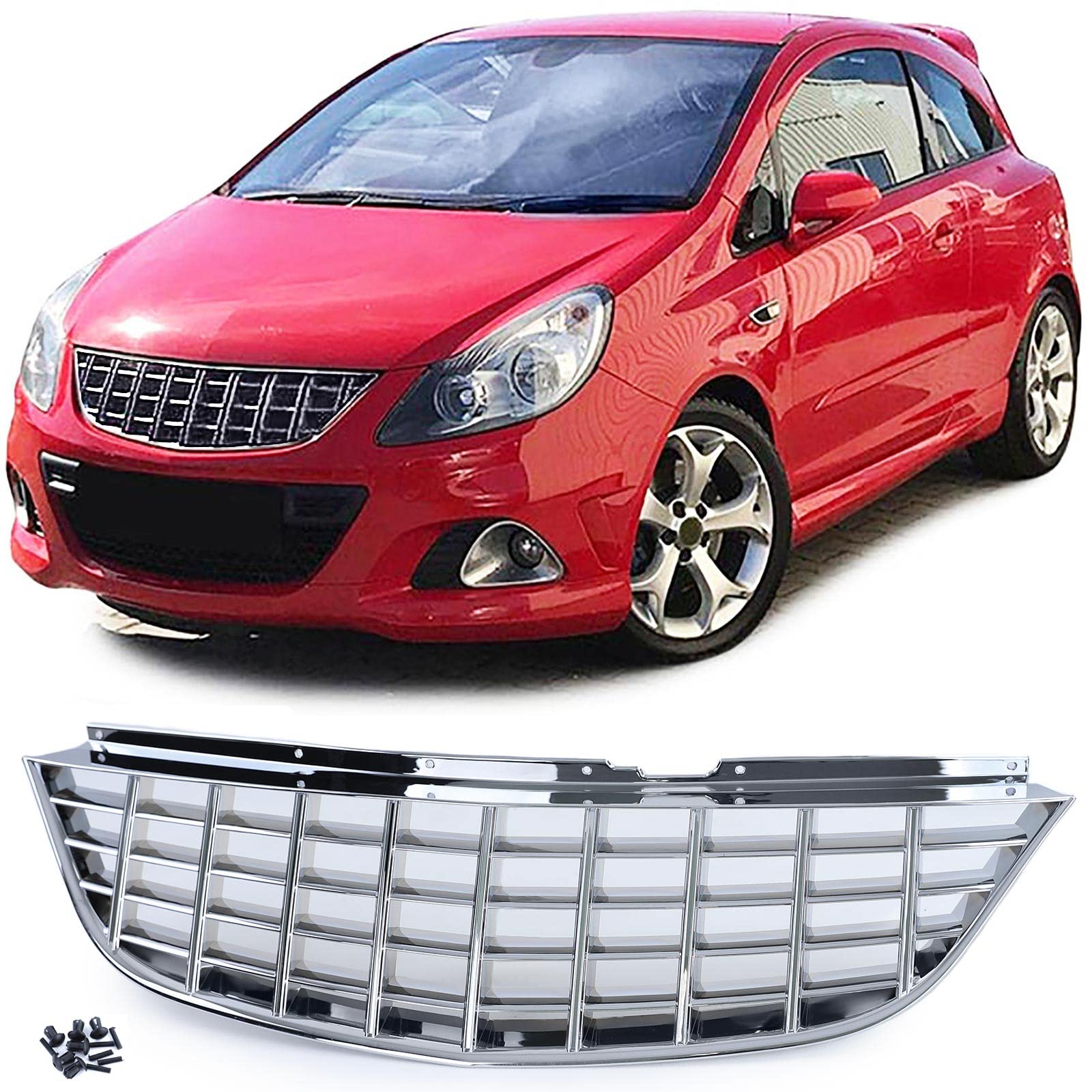 Sport Kühlergrill ohne Emblem Chrom passend für Opel Corsa D 06-10 von Tenzo-R