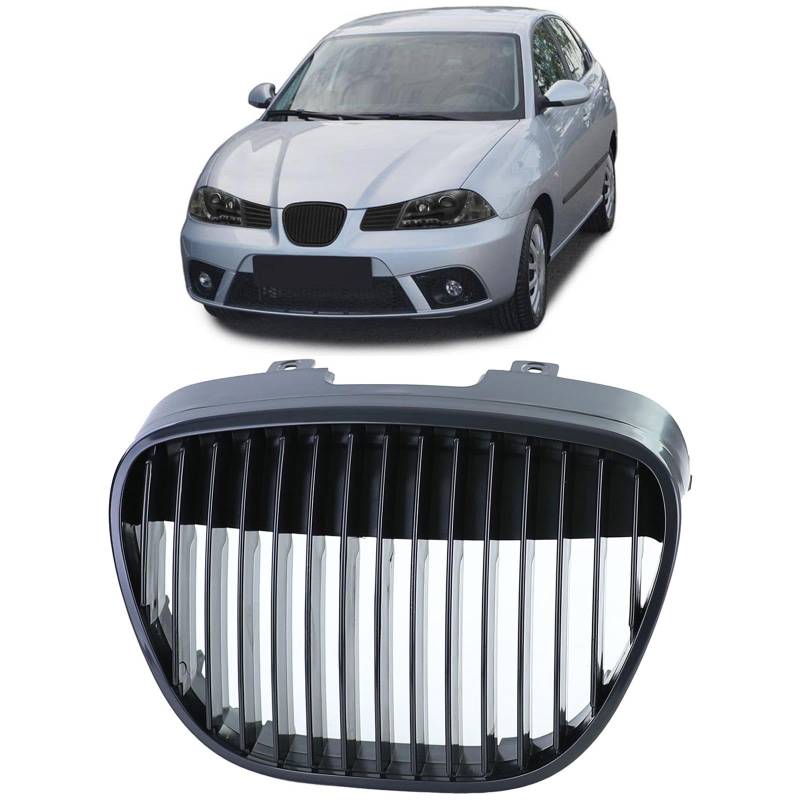 Sport Kühlergrill ohne Emblem Schwarz für Seat Ibiza Cordoba 6L 02-09 von Tenzo-R