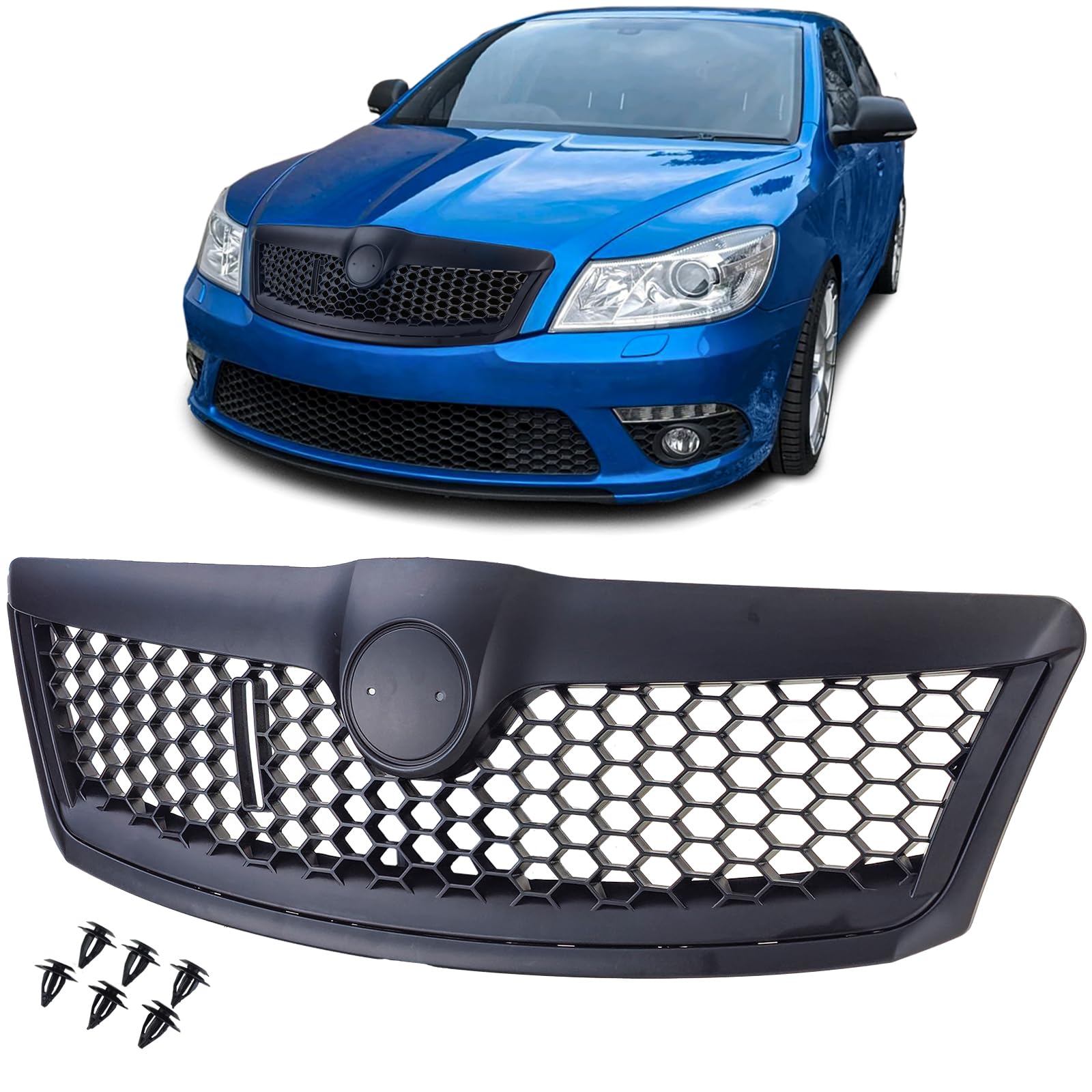 Sport RS Kühlergrill Schwarz passt für Skoda Octavia 1Z Facelift 09-13 von Tenzo-R