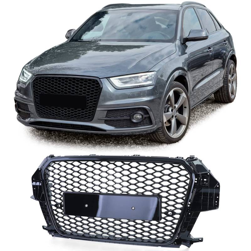 Sport Wabengrill Kühlergrill Schwarz Glanz für Audi Q3 8U Vorfacelift 11-15 von Tenzo-R