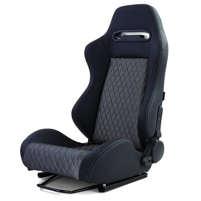 Sportsitz Halbschalensitz Spielekonsole Sim Racing Schwarz Silber mit Rauten von Tenzo-R